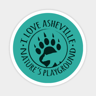 I Love Asheville, NC - Black Bear Paw - GreenO 15 Magnet